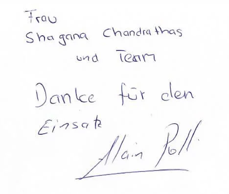 Brief von Alain Poll - Bewertung Zahnärzte am Löwenplatz 