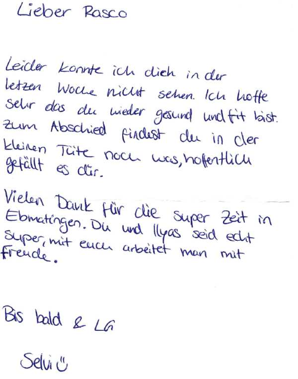 Brief von Selvi - Bewertung Zahnärzte am Löwenplatz 