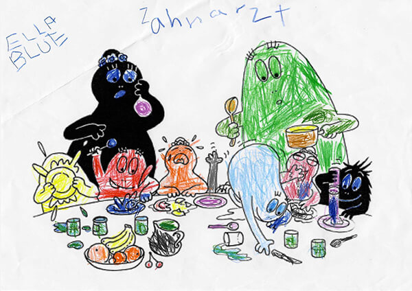 Kinder Zeichnung für Zahnärzte am Löwenplatz 